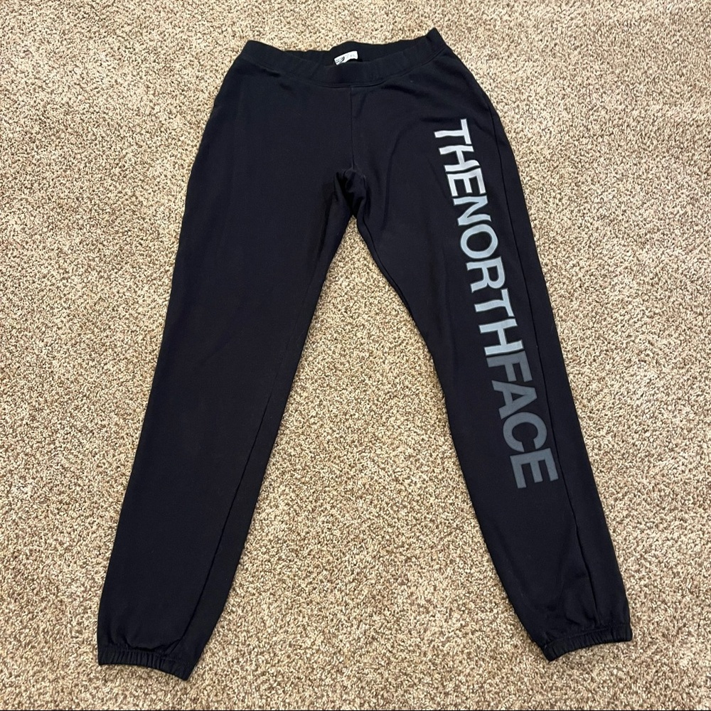 The North Face TNF Vertical Logo Taper Sweatpants Womens Medium Black EUC